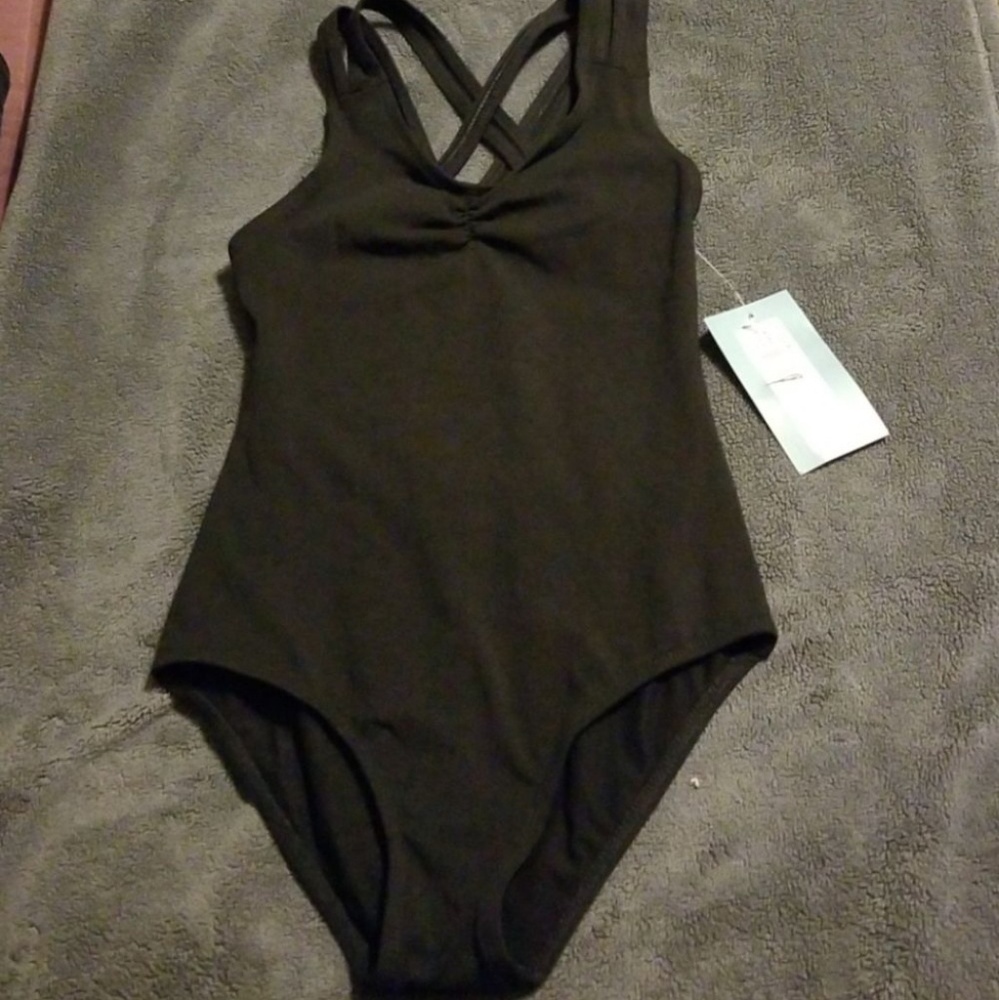 Girl's Black Double Crisscross Bathingsuit